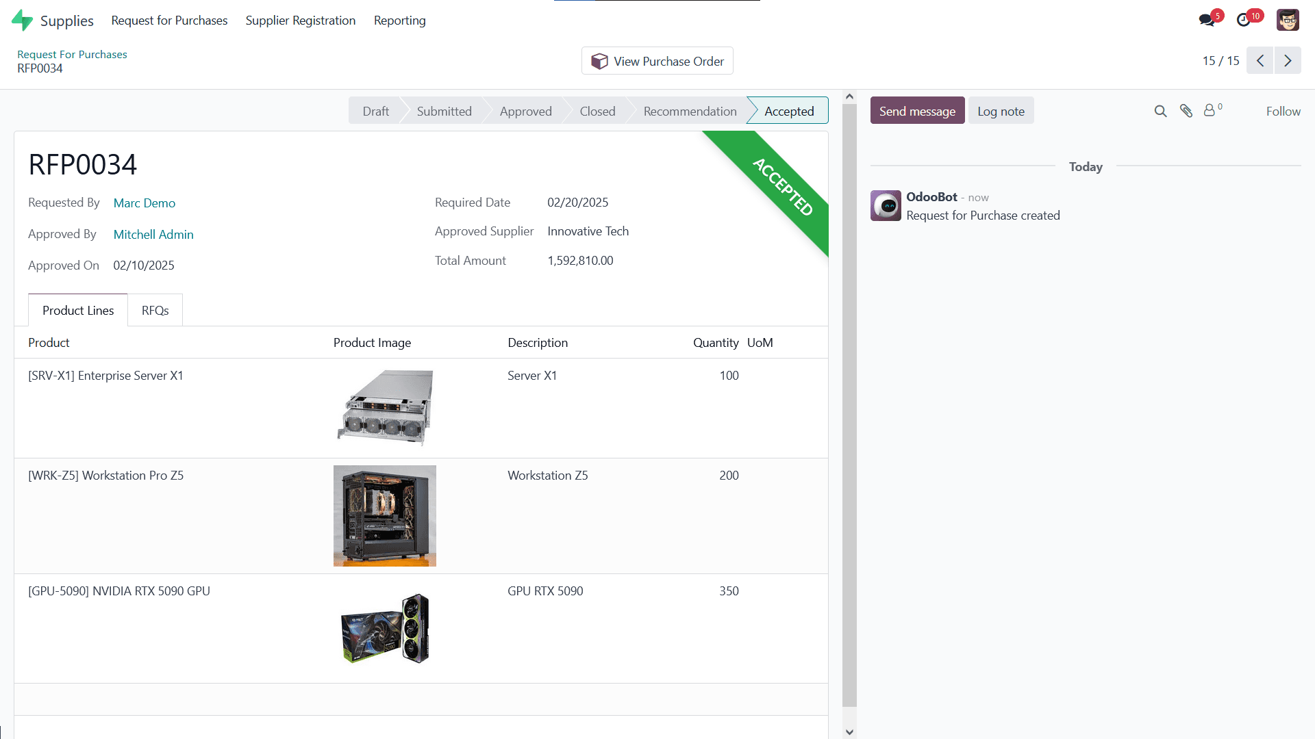 Odoo Supply Management System